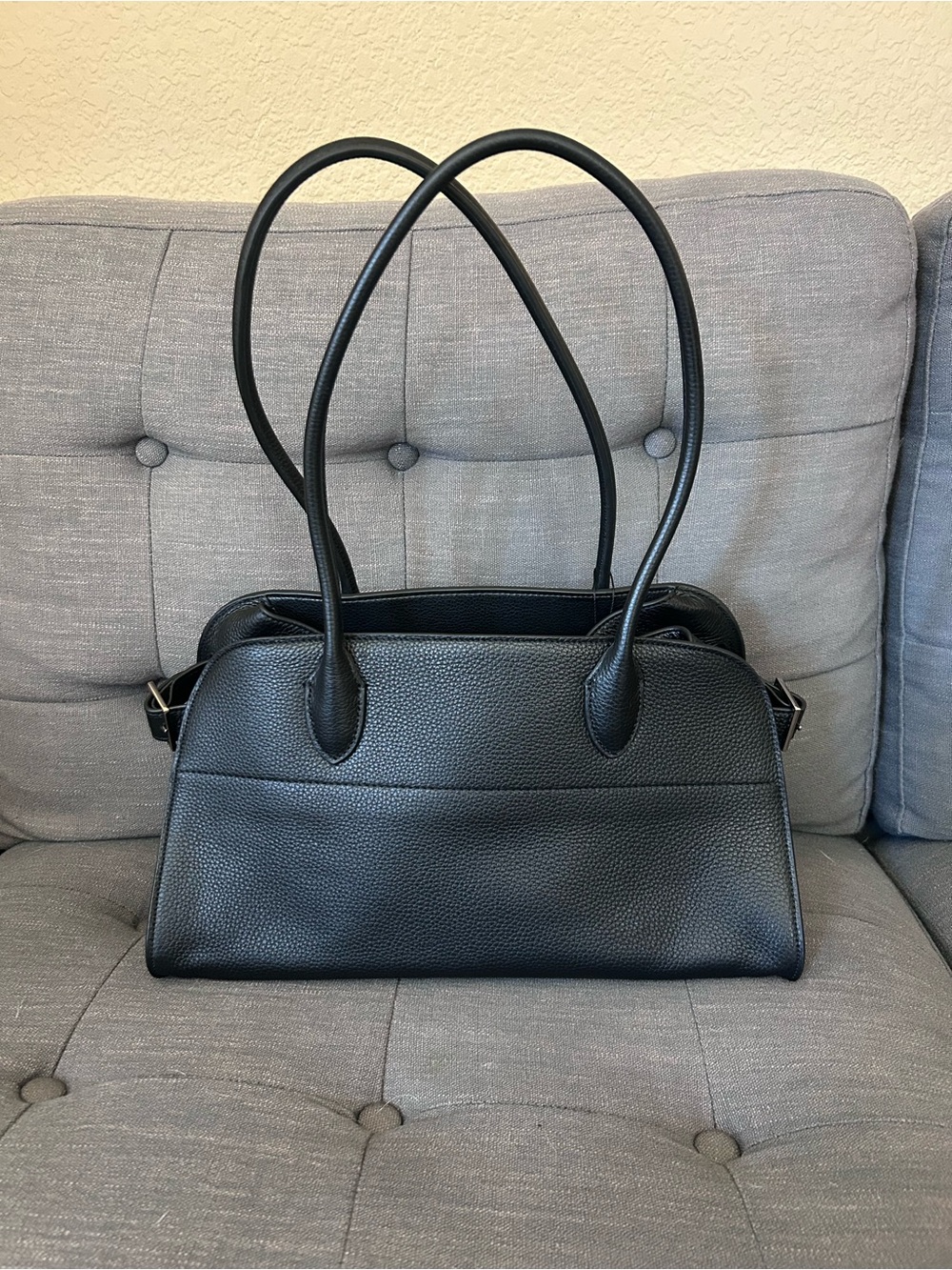Black Leather Tote Handbag